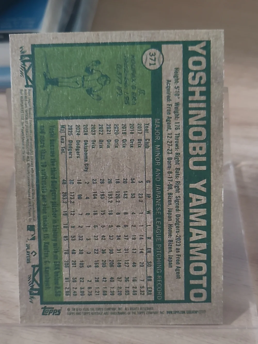 Dodgers Yoshinobu Yamamoto Baseball Card - 2026 Topps Heritage - Picture 2 of 2